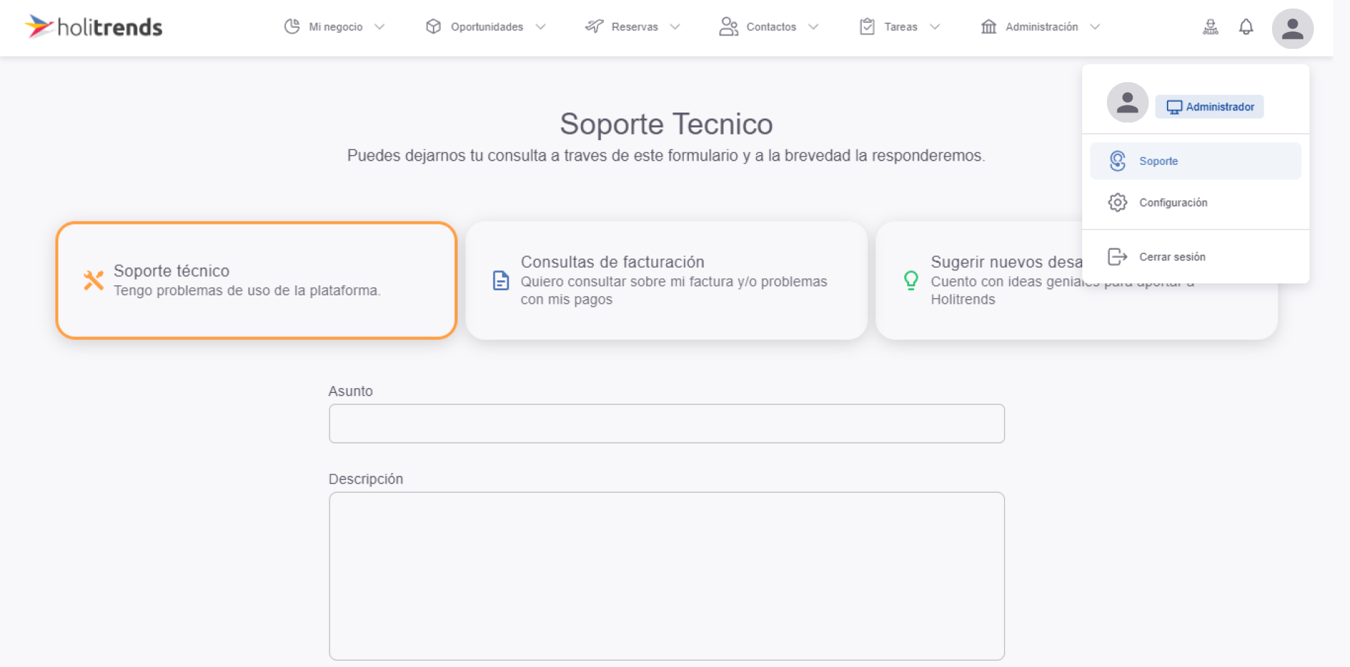 18.¿Cómo solicitar soporte o resolver un problema?