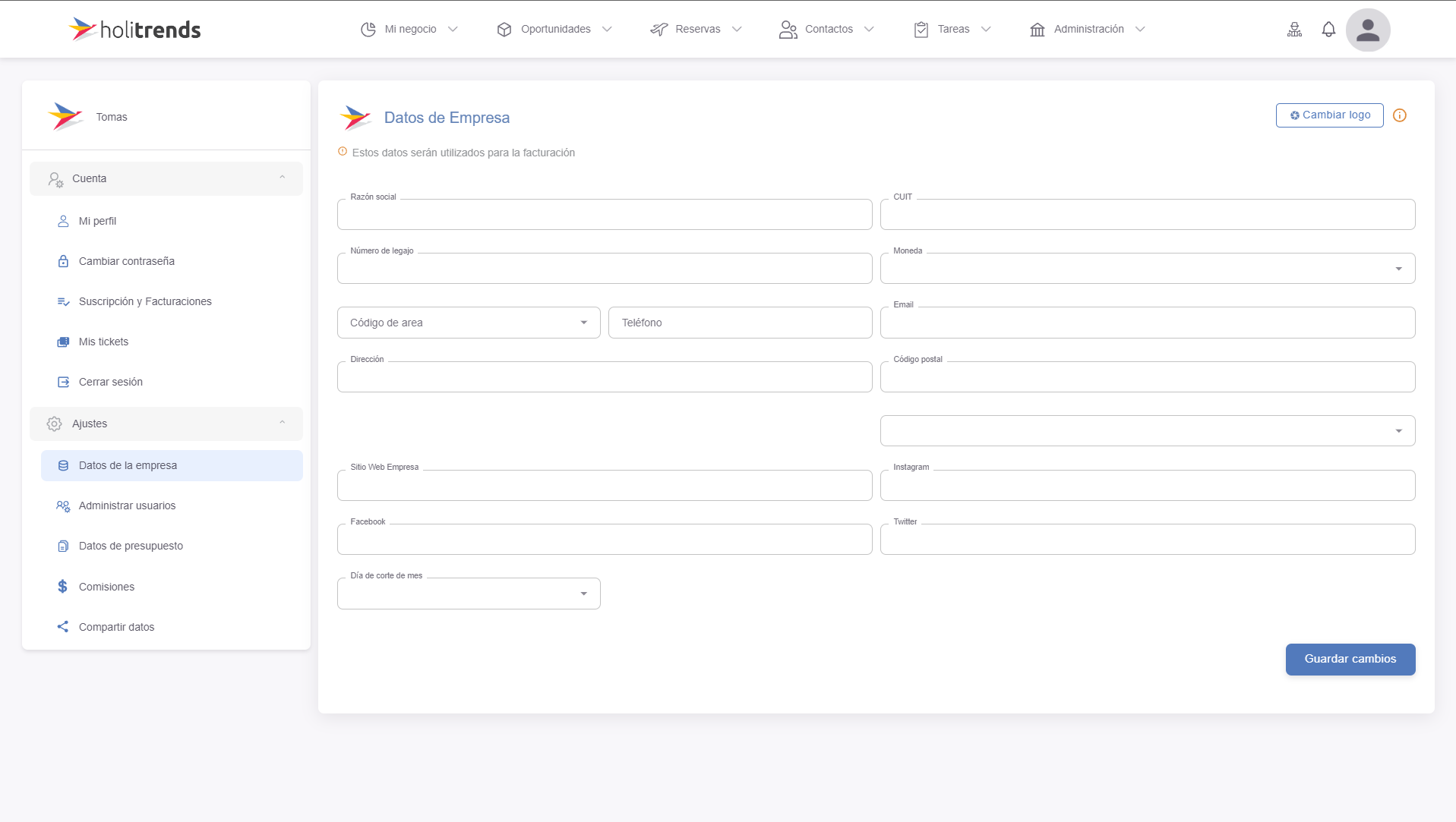 24.¿Cómo cargar todos los datos de configuración de la agencia?